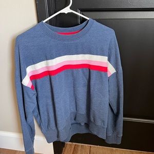 Sundry blue sweatshirt with pink white stripe